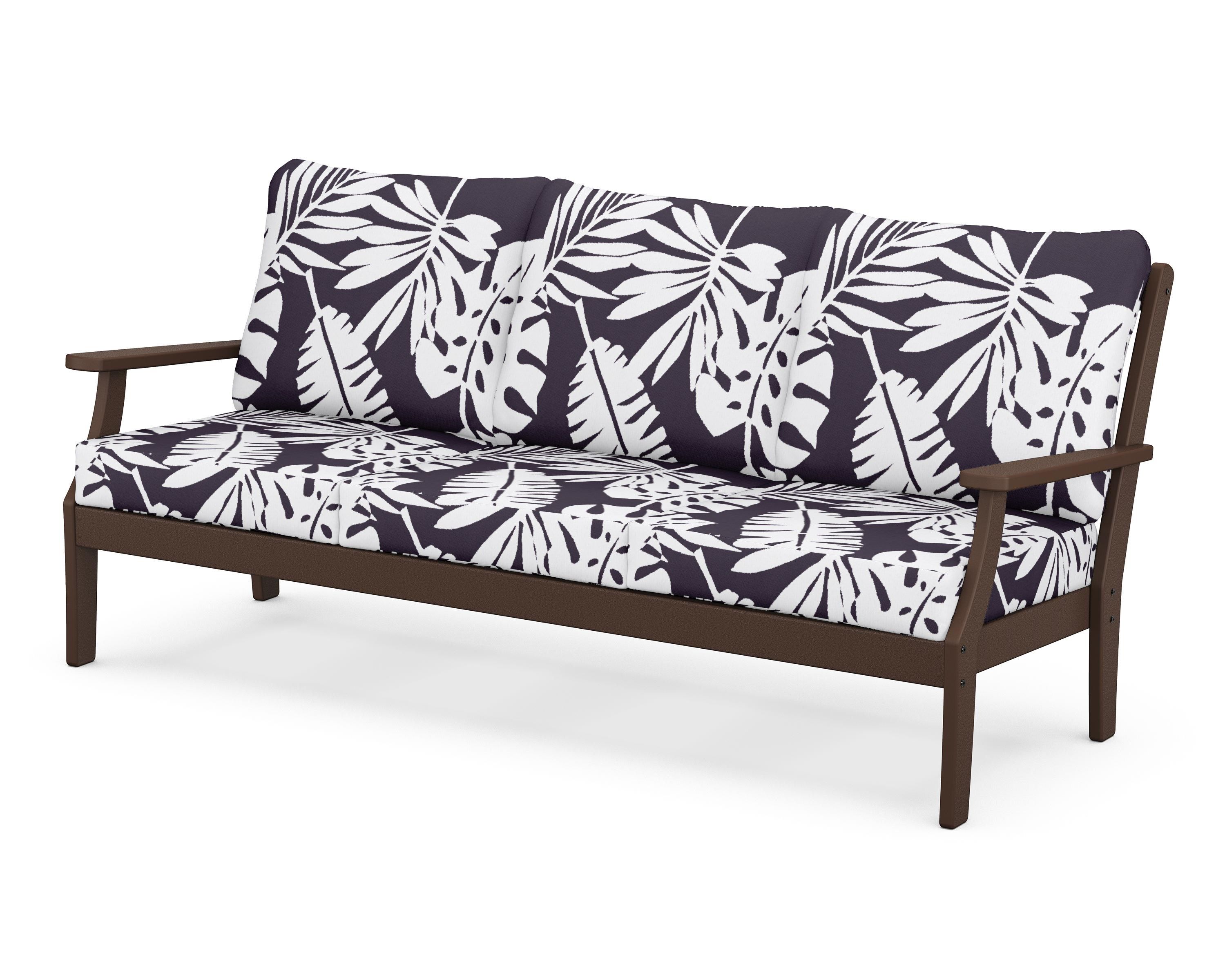 POLYWOOD® Braxton Deep Seating Sofa in Mahogany / Leaf Navy