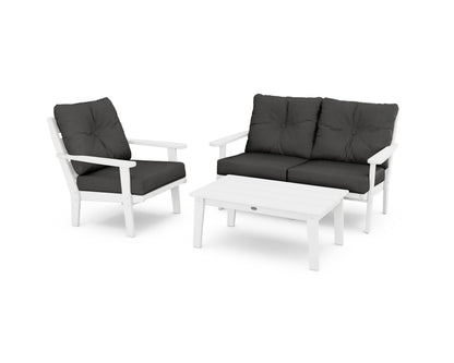 POLYWOOD® Lakeside 3-Piece Deep Seating Set in White / Spectrum Carbon