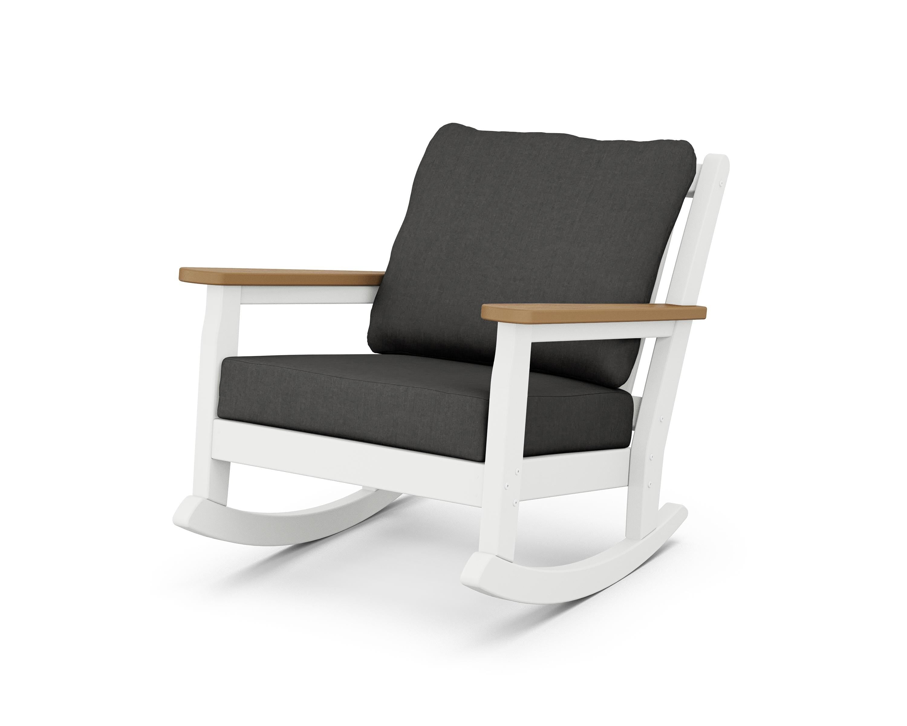 POLYWOOD® Chippendale Deep Seating Rocking Chair in White / Natural / Spectrum Carbon