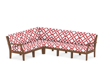 POLYWOOD® Braxton Modular 6-Piece Deep Seating Set in Teak / Trellis Crimson