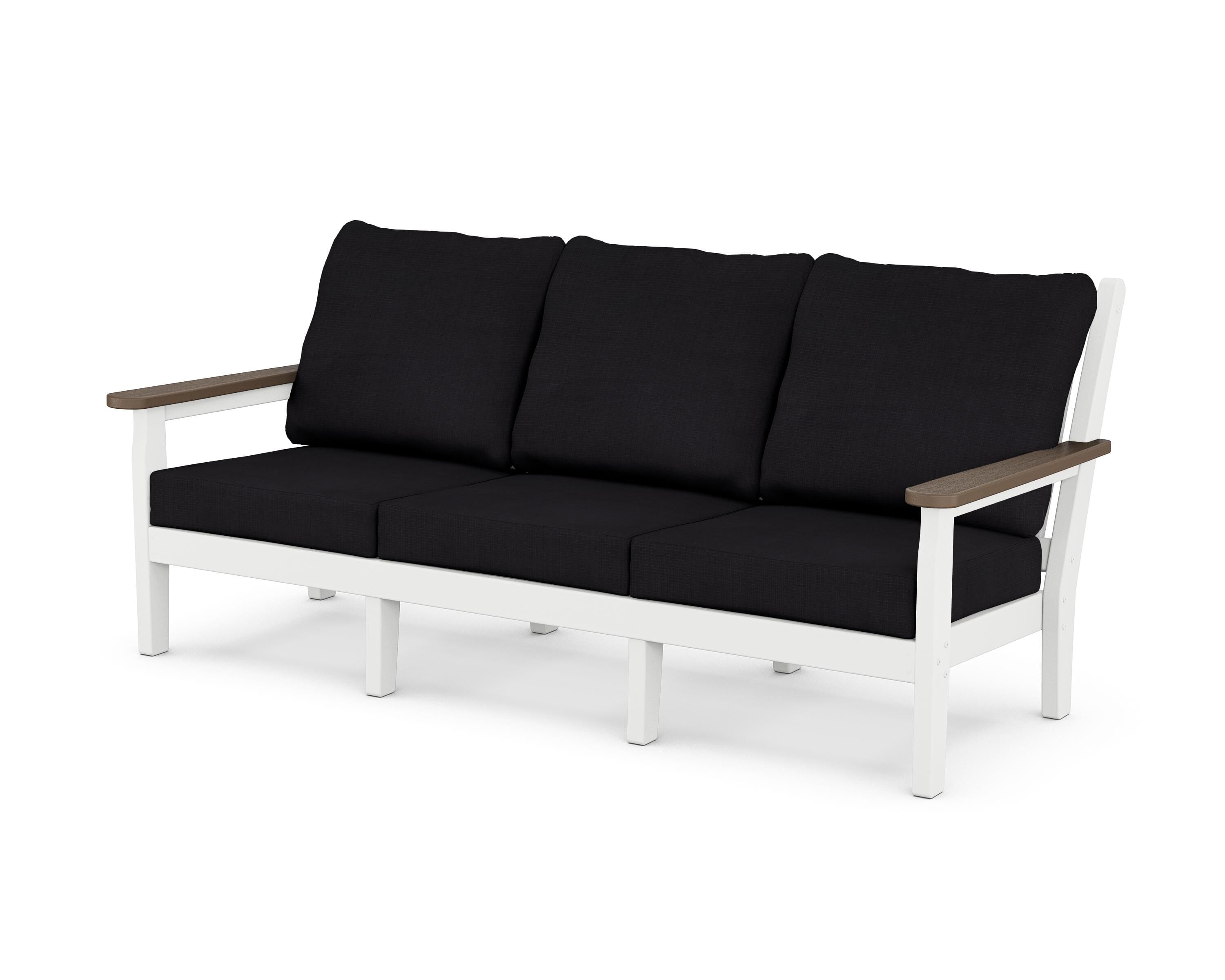 POLYWOOD® Chippendale Deep Seating Sofa in White / Kona / Midnight Linen