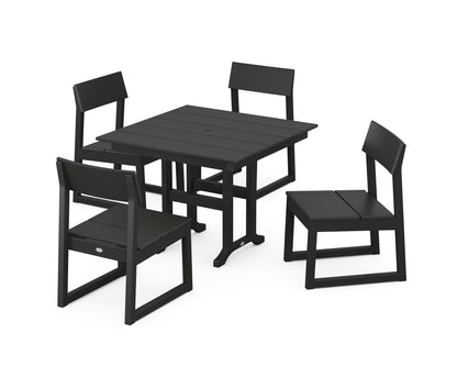 POLYWOOD® EDGE Side Chair 5-Piece Farmhouse Dining Set in Black