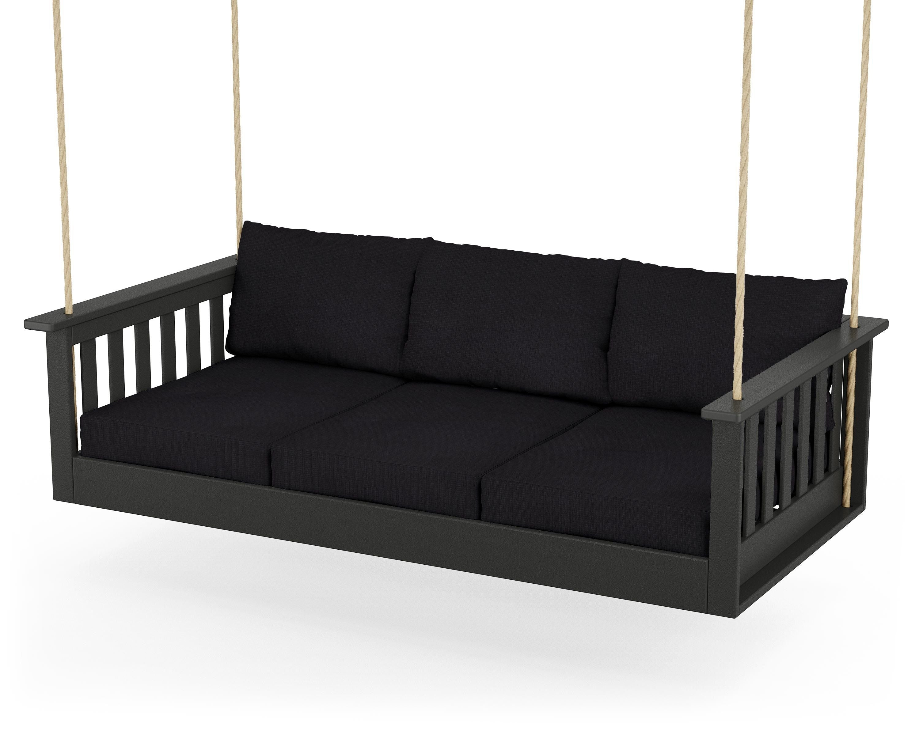 POLYWOOD® Vineyard Daybed Swing in Black / Midnight Linen