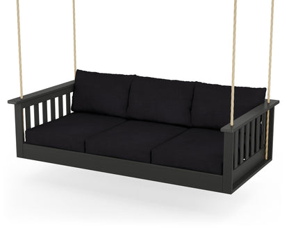 POLYWOOD® Vineyard Daybed Swing in Black / Midnight Linen