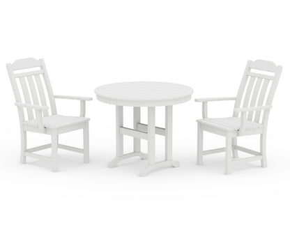 Country Living Cottage 3-Piece Farmhouse Dining Set in White