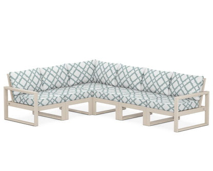 POLYWOOD® EDGE 6-Piece Modular Deep Seating Set in Sand / Trellis Glacier Spa