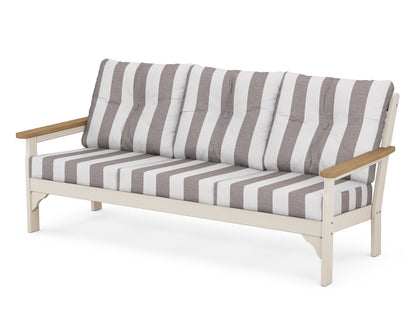POLYWOOD® Vineyard Deep Seating Sofa in Sand / Natural / Cabana Stripe Grey Mist