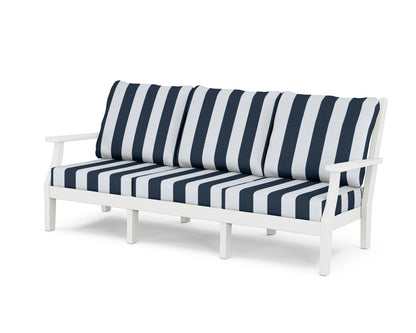Country Living Wovendale Deep Seating Sofa in White / Cabana Stripe Marine Indigo