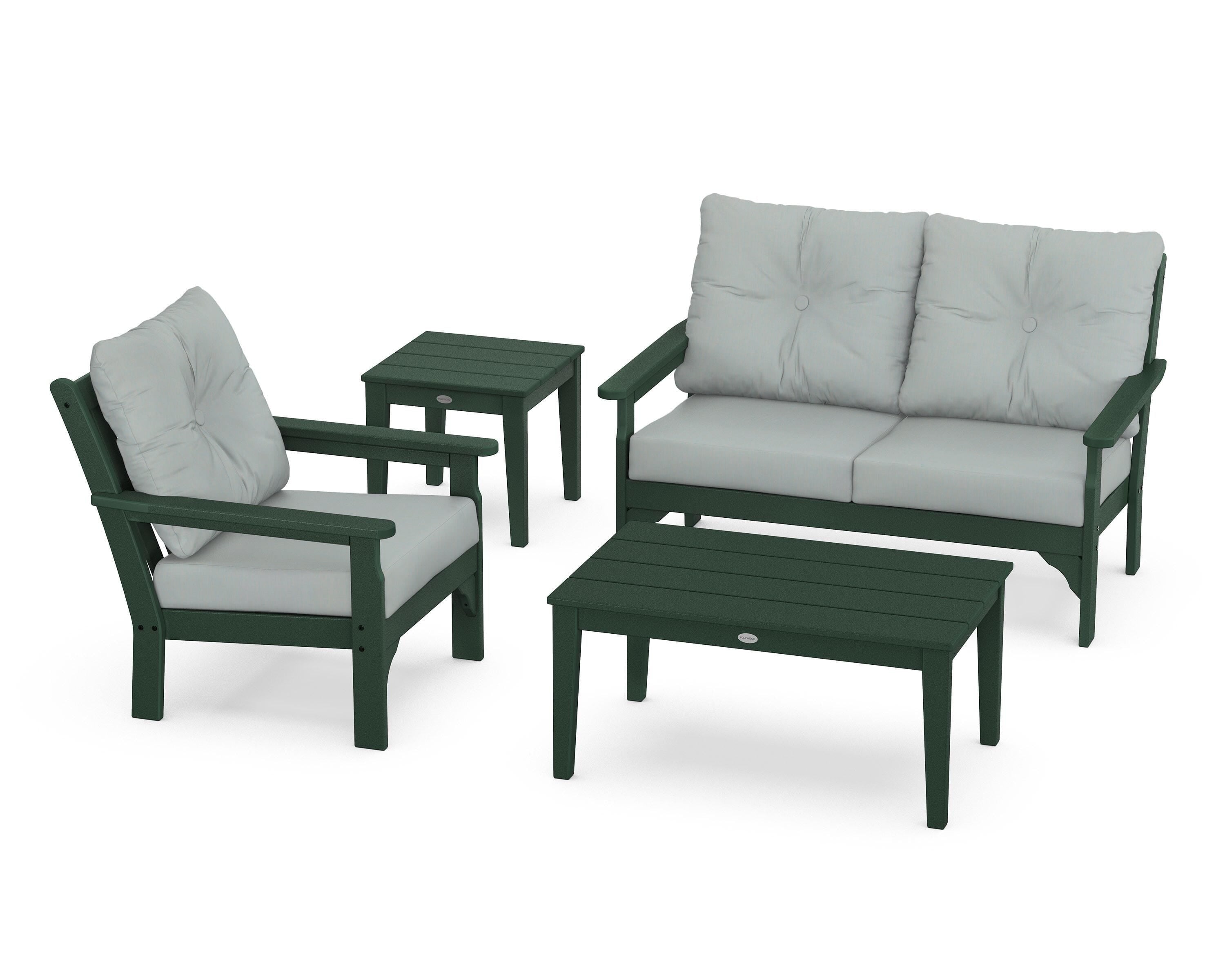 POLYWOOD® Vineyard 4-Piece Deep Seating Set in Green / Spa