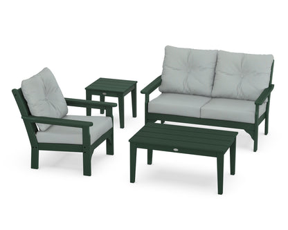POLYWOOD® Vineyard 4-Piece Deep Seating Set in Green / Spa