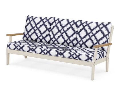 POLYWOOD® Braxton Deep Seating Sofa in Sand / Natural / Trellis Navy