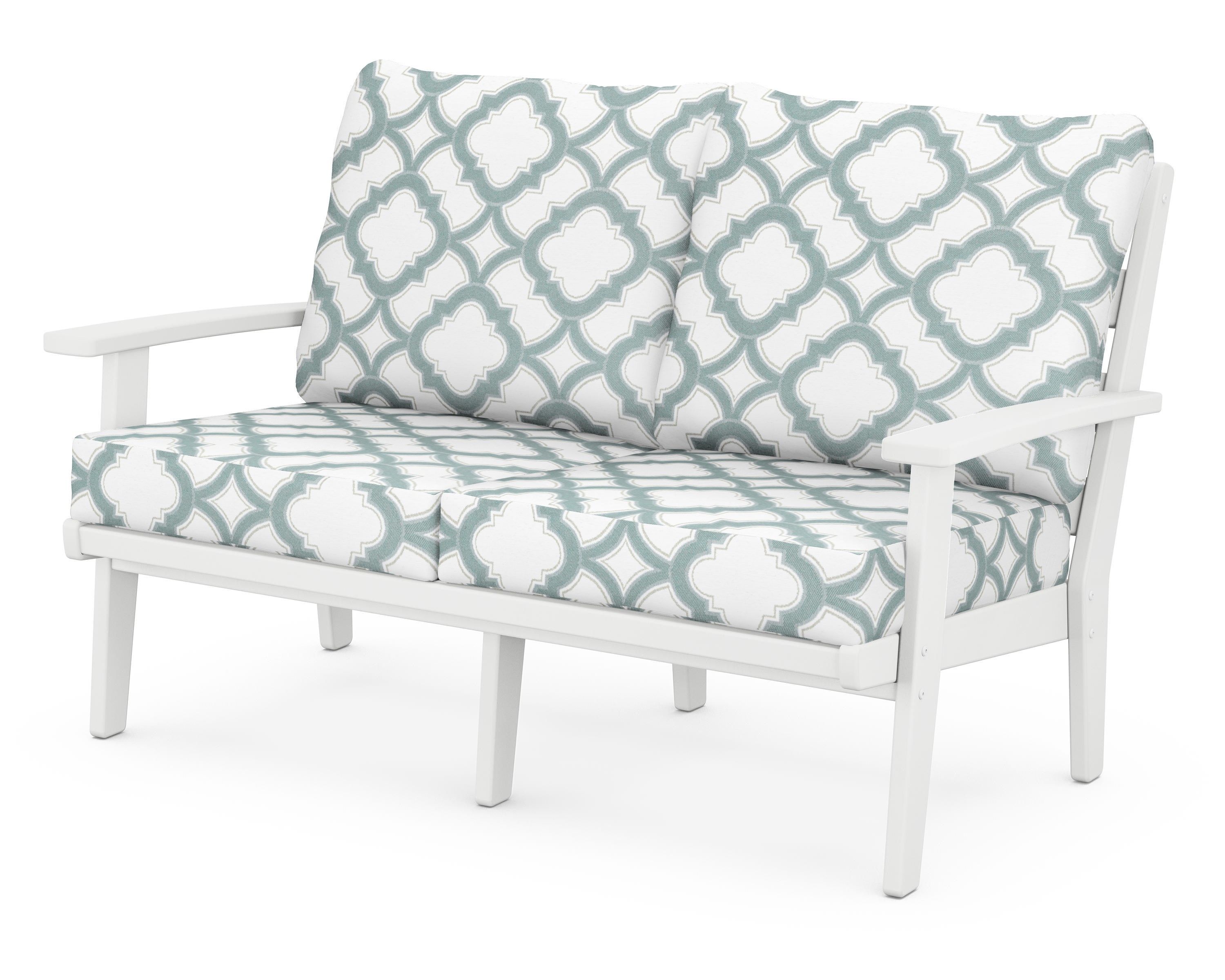POLYWOOD® Grant Park Deep Seating Loveseat in White / Trellis Glacier Spa