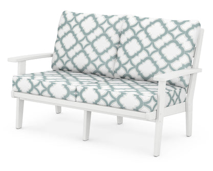 POLYWOOD® Grant Park Deep Seating Loveseat in White / Trellis Glacier Spa