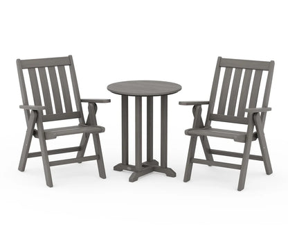 Vineyard Folding Chair 3-Piece Round Dining Set