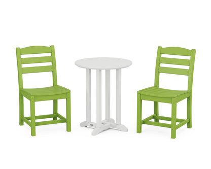 POLYWOOD® La Casa Café Side Chair 3-Piece Round Bistro Dining Set in Lime / White