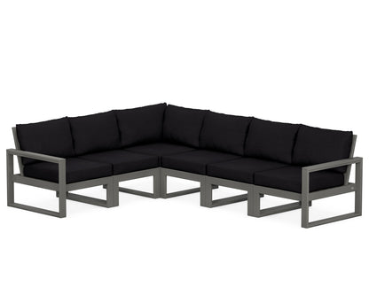POLYWOOD® EDGE 6-Piece Modular Deep Seating Set in Slate Grey / Midnight Linen