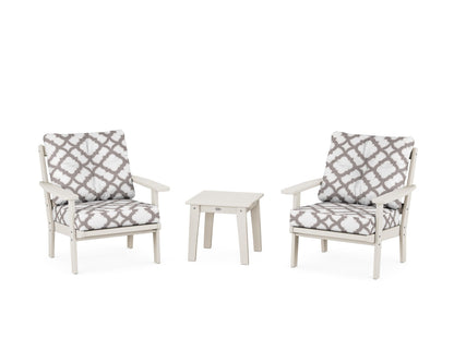 POLYWOOD® Prairie 3-Piece Deep Seating Set in Sand / Trellis Grey Mist