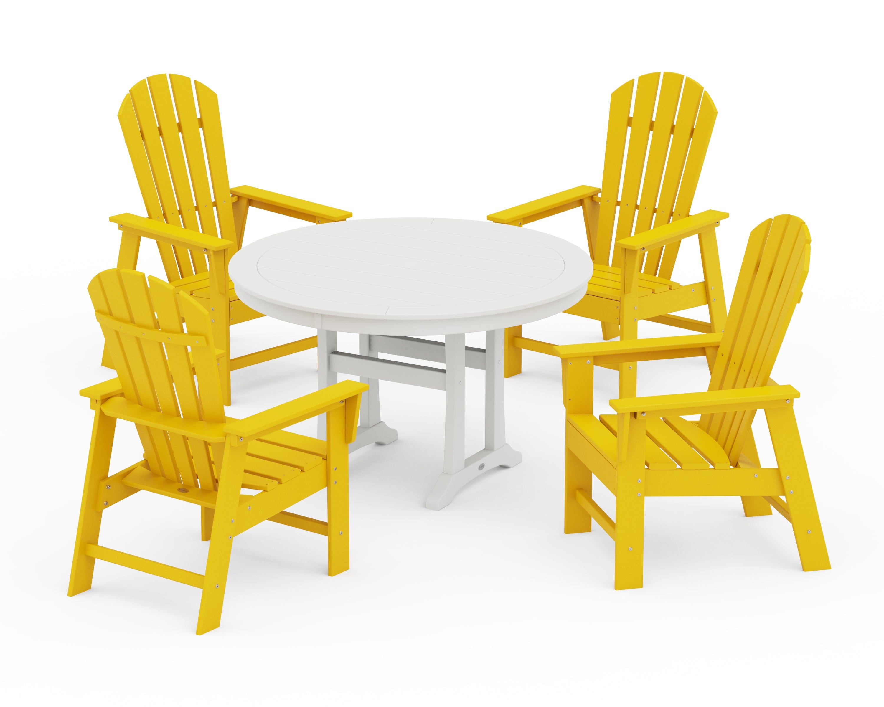 POLYWOOD® South Beach 5-Piece Round Dining Set with Trestle Legs in Lemon / White