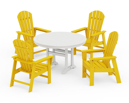 POLYWOOD® South Beach 5-Piece Round Dining Set with Trestle Legs in Lemon / White