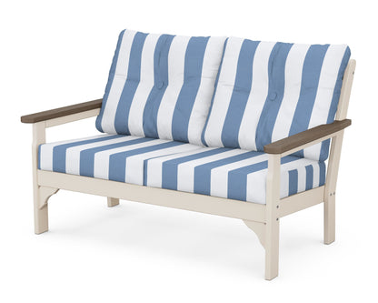 POLYWOOD® Vineyard Deep Seating Loveseat in Sand / Kona / Cabana Stripe Sky Blue