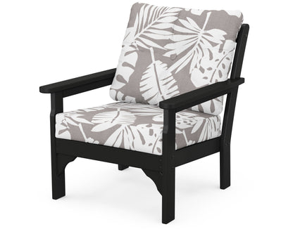 POLYWOOD® Vineyard Deep Seating Chair in Black / Leaf Grey Mist