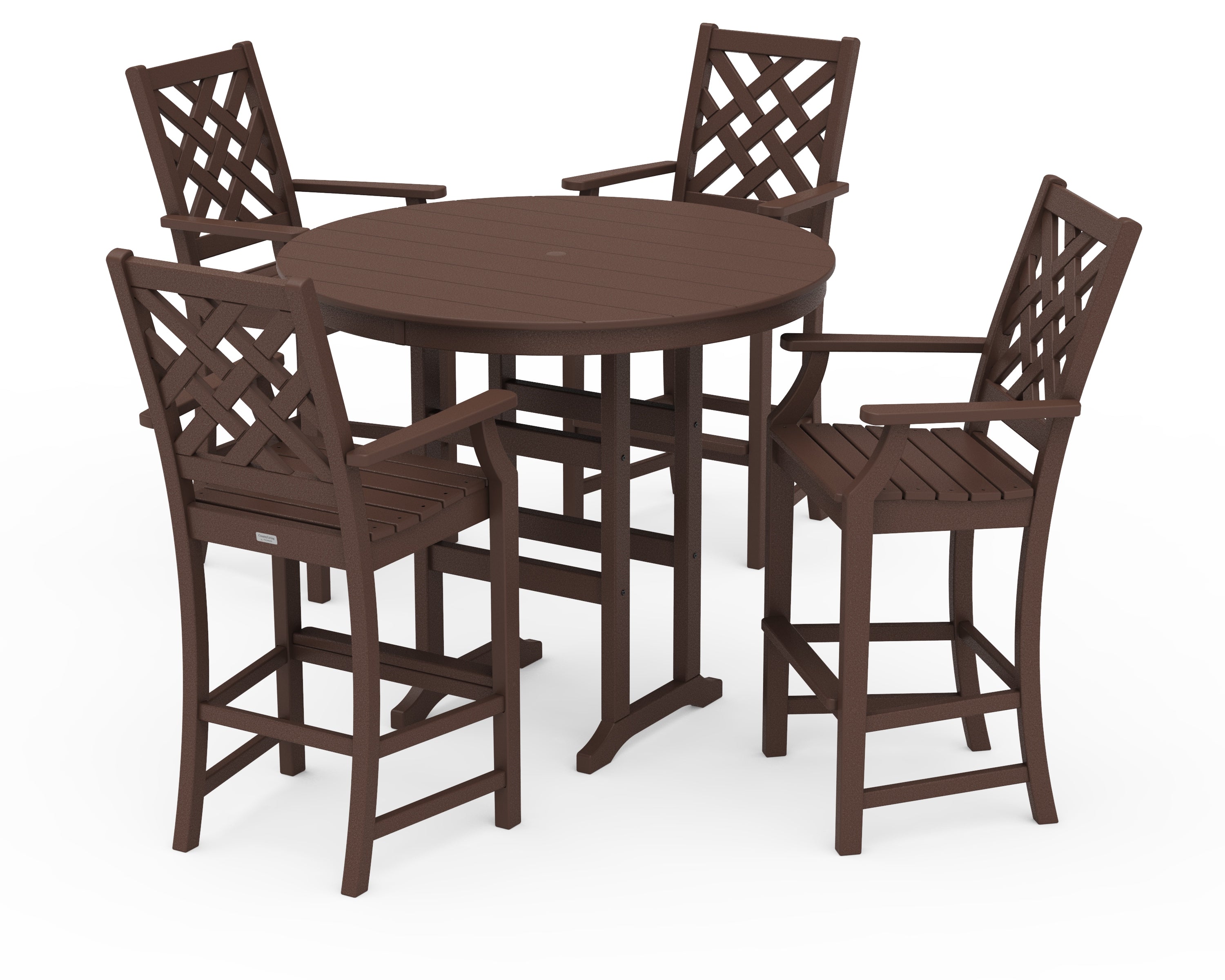Country Living Wovendale 5-Piece Round Farmhouse Bar Set in Mahogany