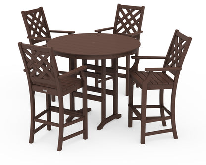 Country Living Wovendale 5-Piece Round Farmhouse Bar Set in Mahogany