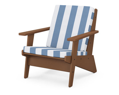 POLYWOOD® Riviera Modern Lounge Chair in Teak / Cabana Stripe Sky Blue