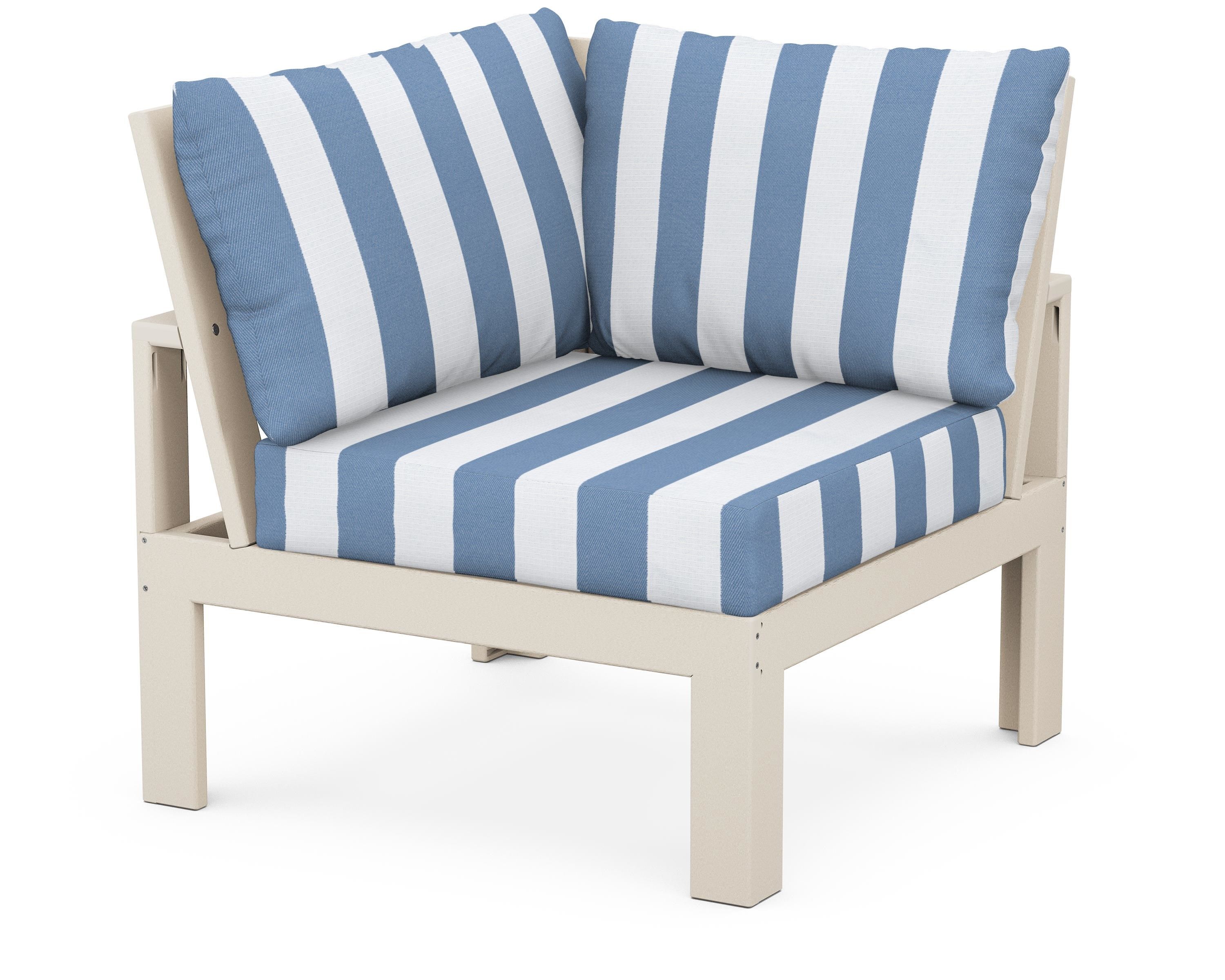 Unbranded Modular Corner Chair in Sand / Cabana Stripe Sky Blue