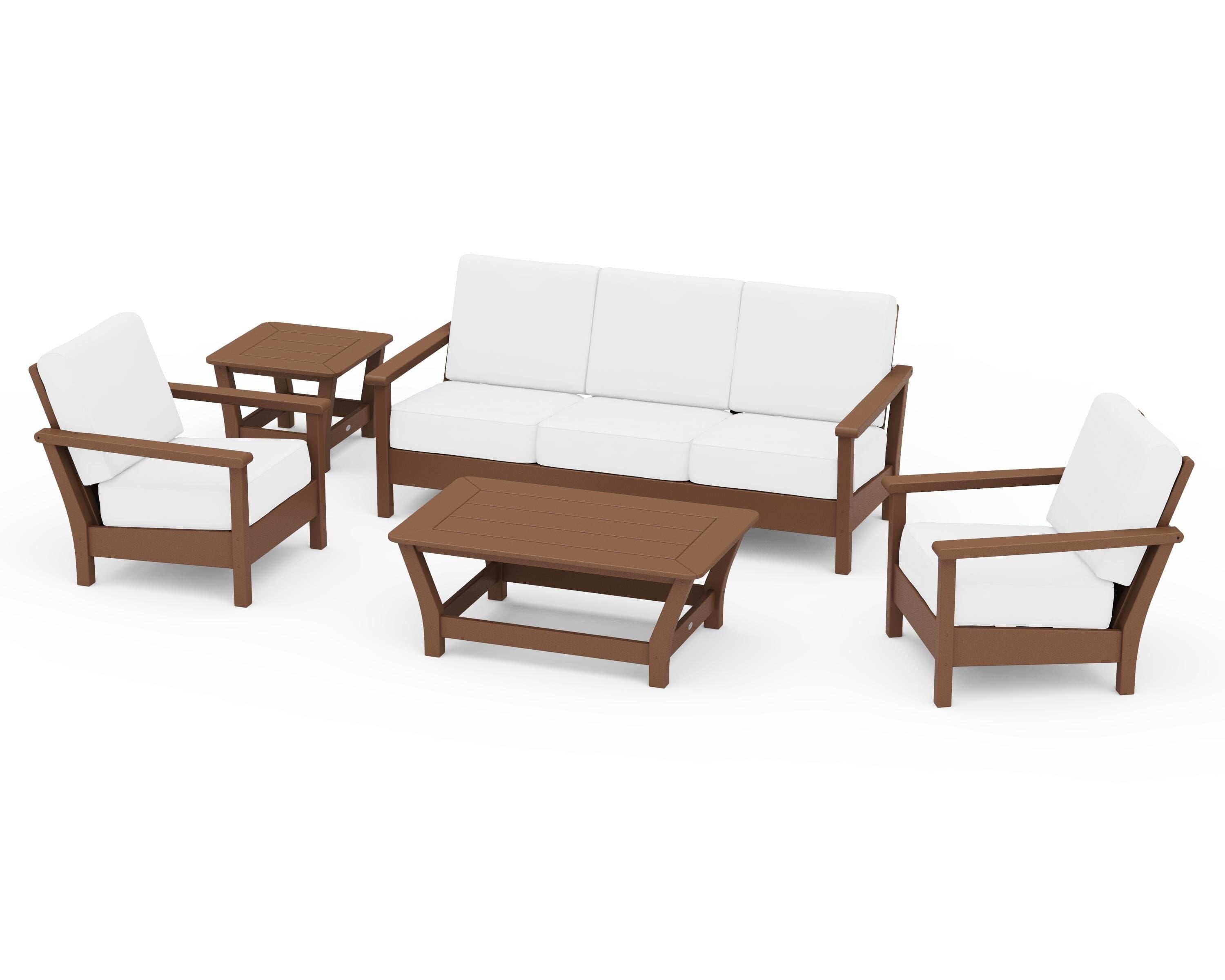 POLYWOOD® Harbour 5-Piece Deep Seating Set in Teak / Natural
