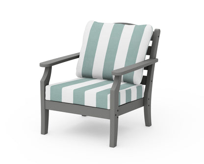 Draper James™ by  POLYWOOD® Savannah Deep Seating Chair in Slate Grey / Cabana Stripe Glacier Spa