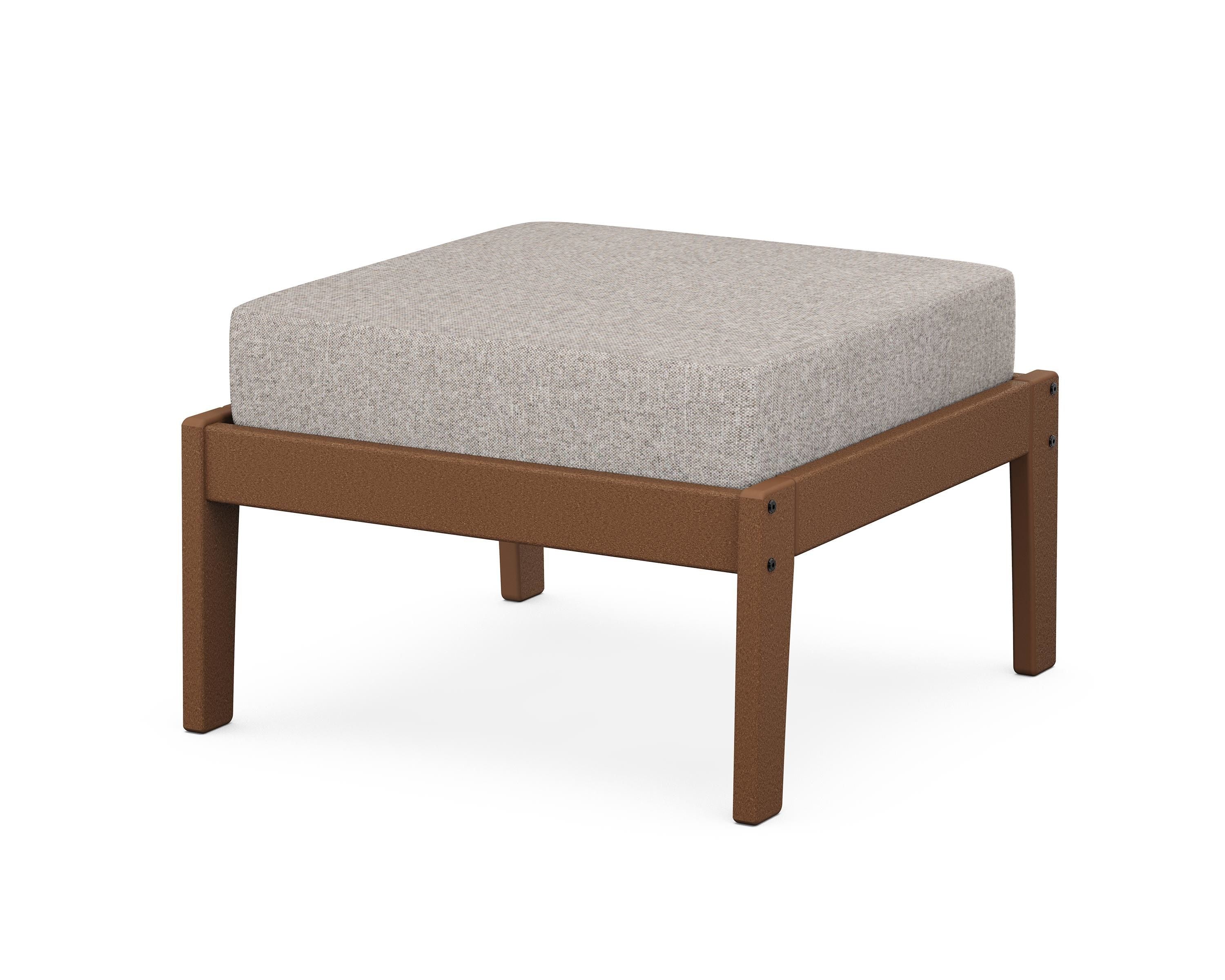 Unbranded Deep Seating Ottoman in Teak / Weathered Tweed