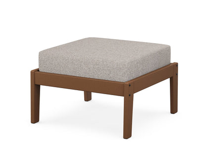Unbranded Deep Seating Ottoman in Teak / Weathered Tweed