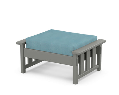 Martha Stewart by POLYWOOD® Acadia Deep Seating Ottoman in Slate Grey / Lattice Sky Blue