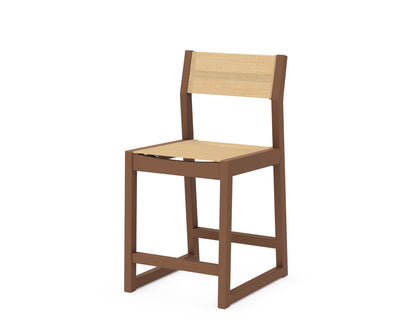 POLYWOOD® EDGE Sling Counter Side Chair in Teak / Dupioni Apricot Sling