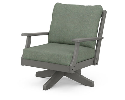 POLYWOOD® Braxton Deep Seating Swivel Chair in Slate Grey / Cast Sage