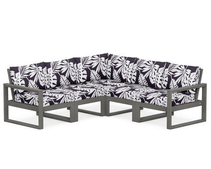 POLYWOOD® EDGE 5-Piece Modular Deep Seating Set in Slate Grey / Leaf Navy