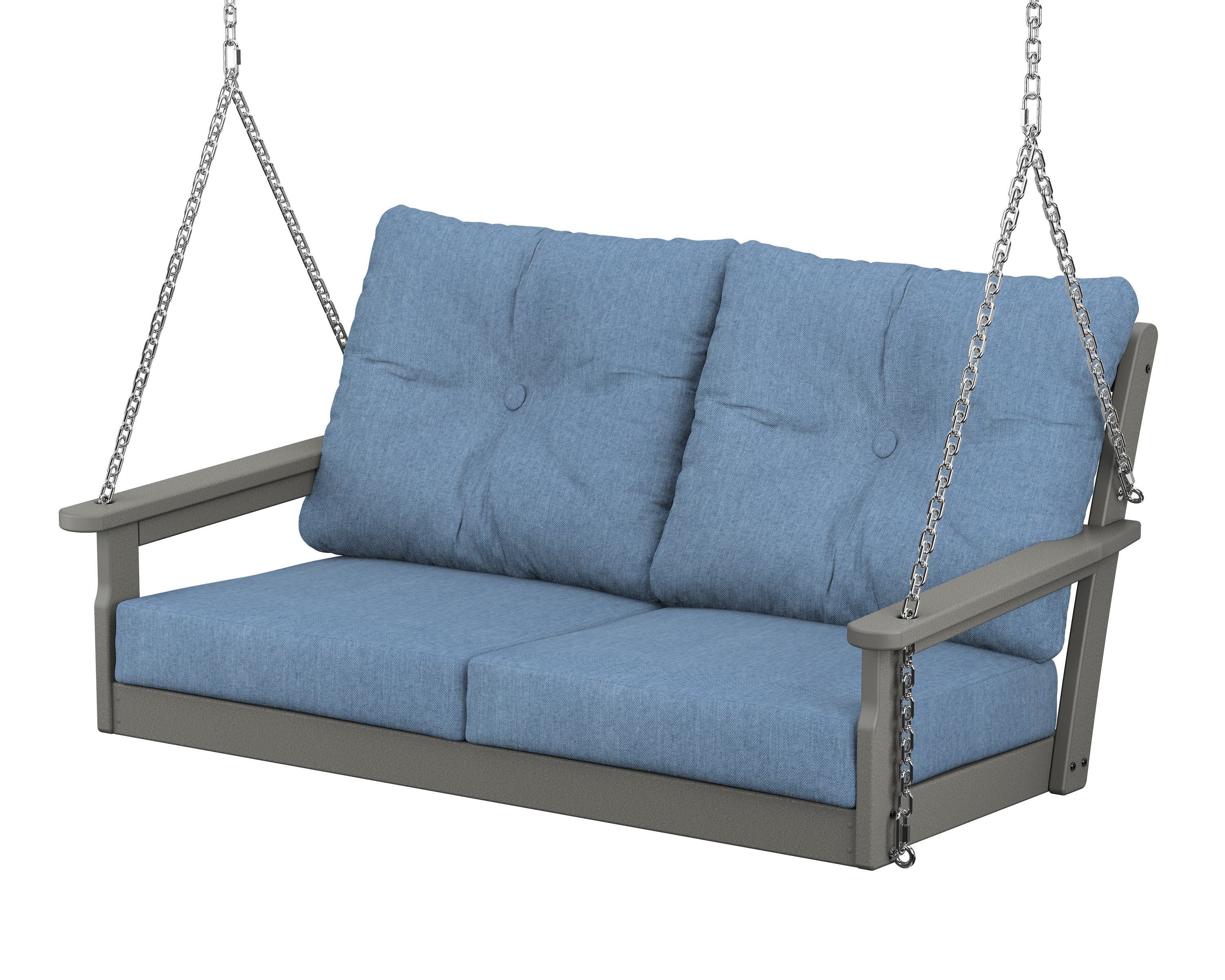POLYWOOD® Vineyard Deep Seating Swing in Slate Grey / Sky Blue