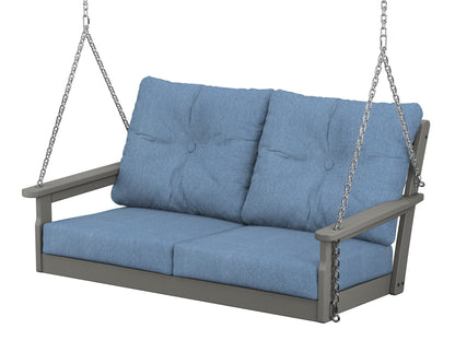 POLYWOOD® Vineyard Deep Seating Swing in Slate Grey / Sky Blue