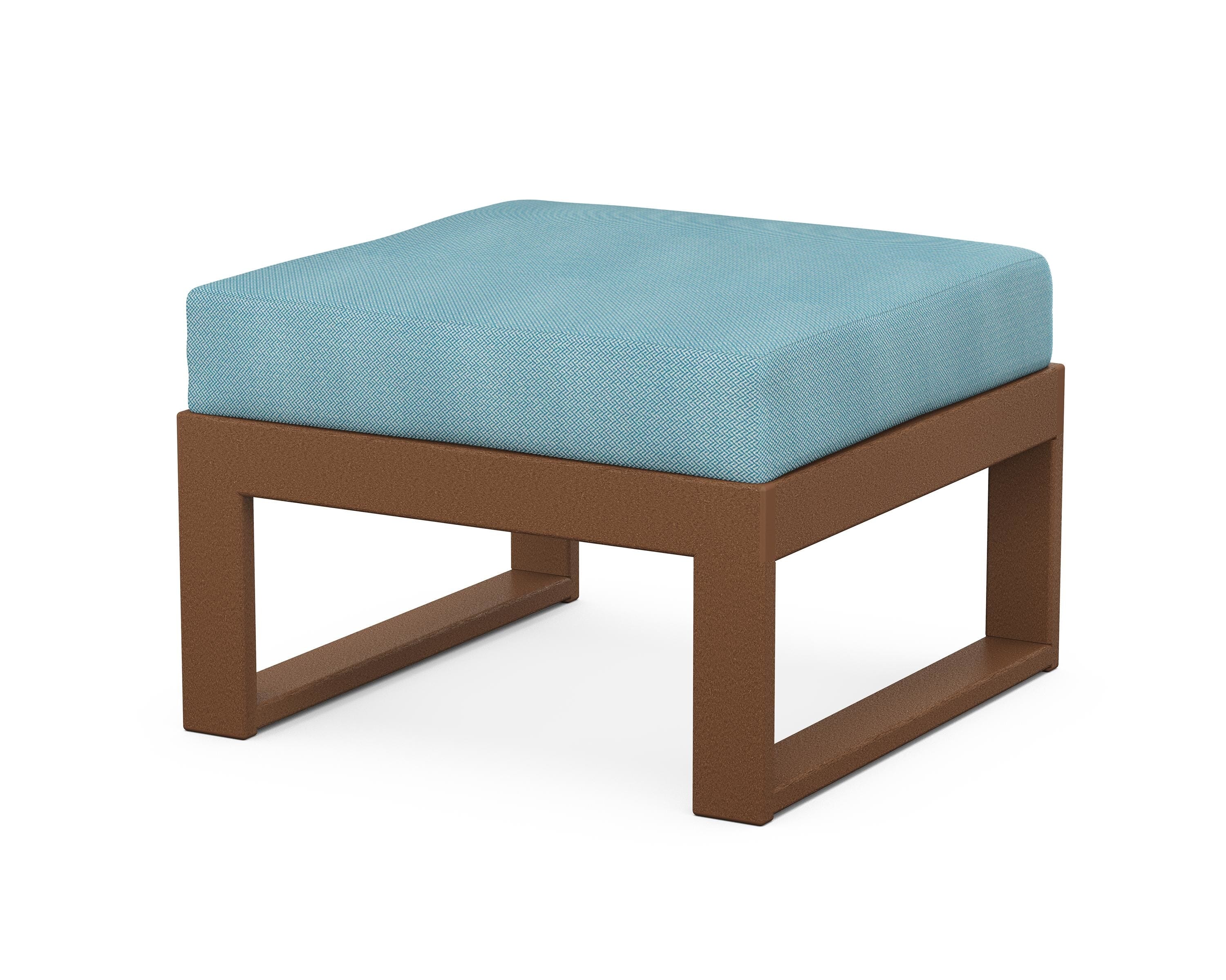 Unbranded Modular Ottoman - Modern in Teak / Lattice Sky Blue