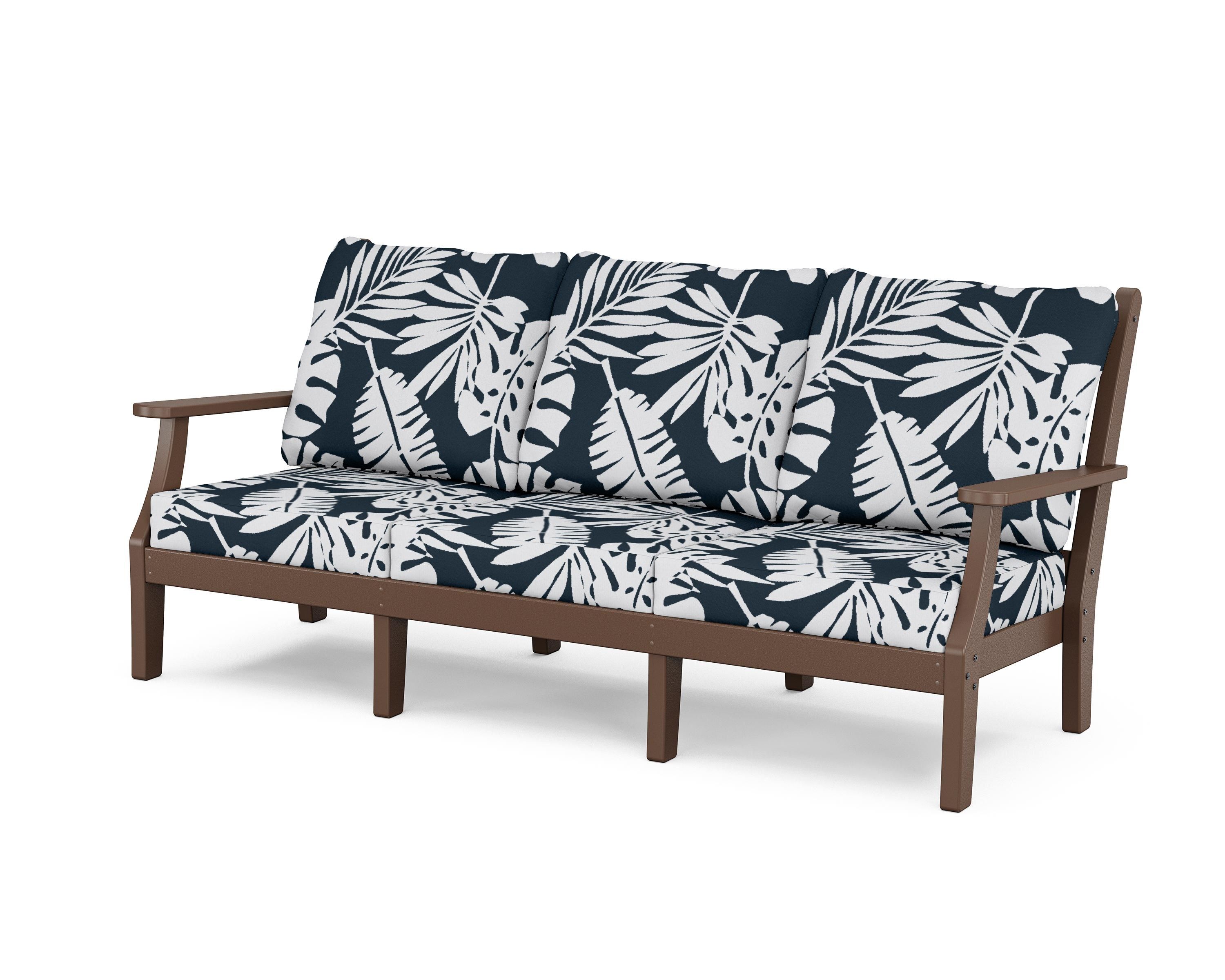 Country Living Wovendale Deep Seating Sofa in Mahogany / Leaf Marine Indigo