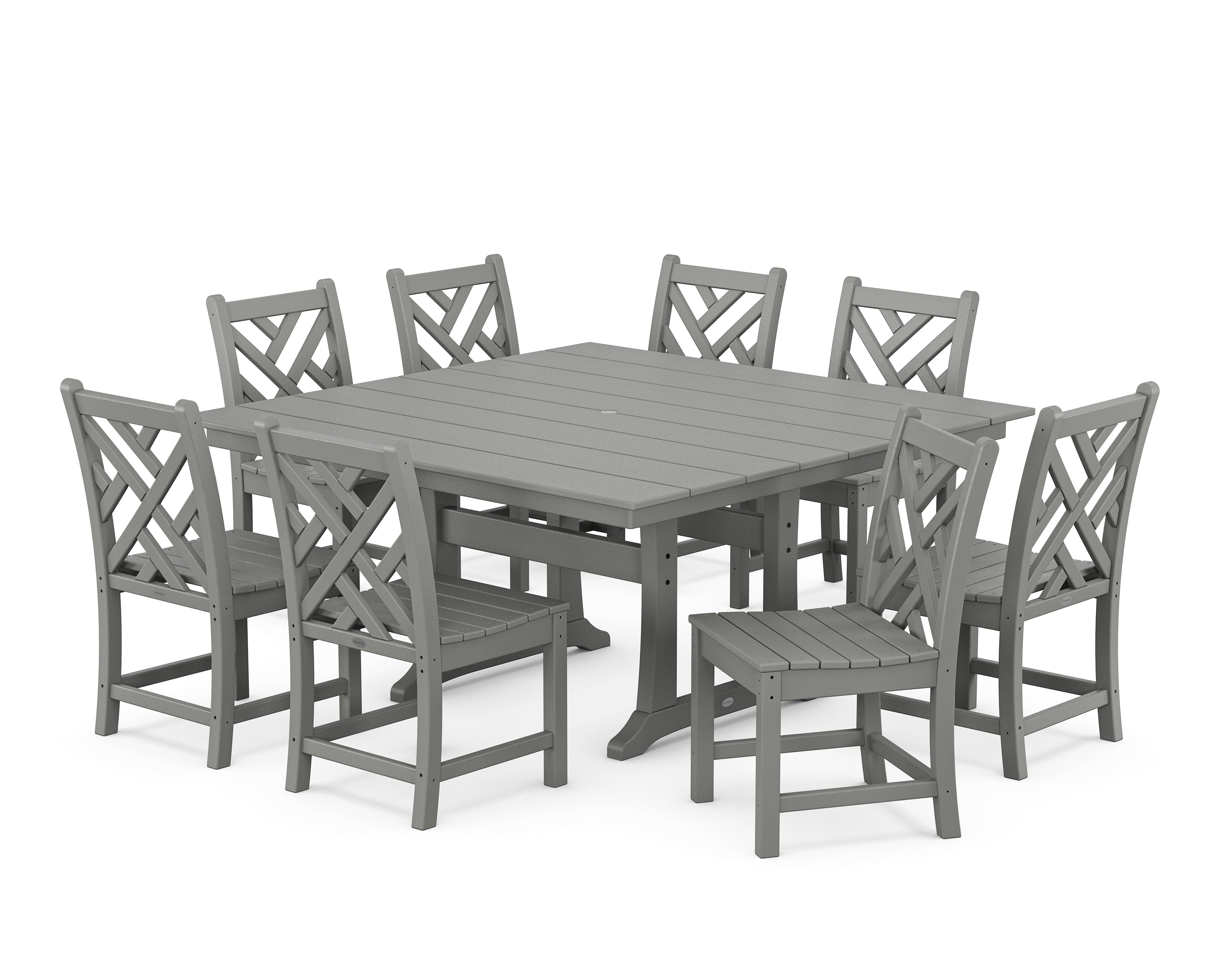 POLYWOOD® Chippendale 9-Piece Farmhouse Trestle Dining Set in Slate Grey