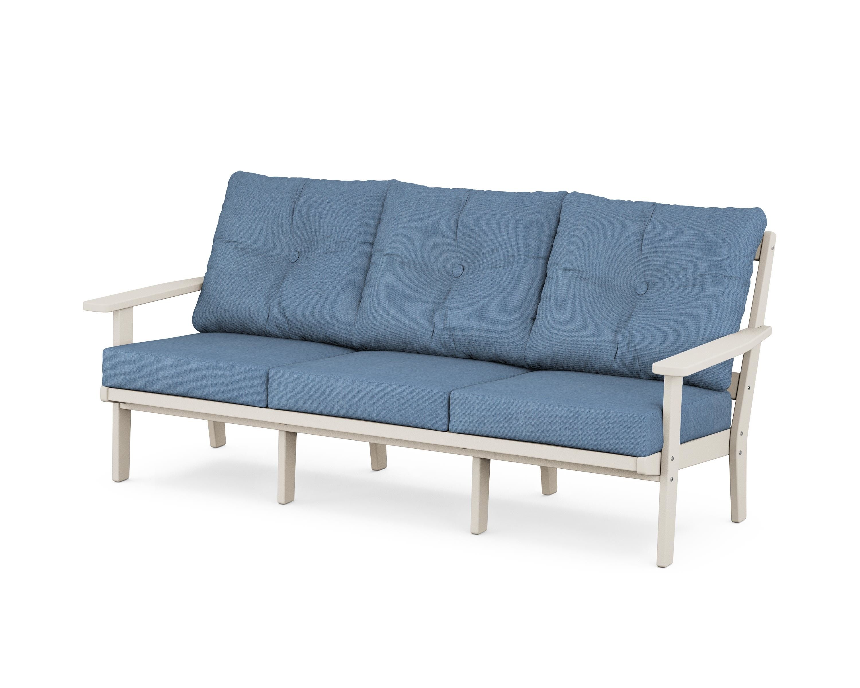 POLYWOOD® Prairie Deep Seating Sofa in Sand / Sky Blue