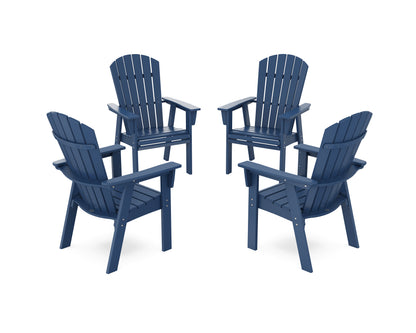POLYWOOD® Nautical 4-Piece Curveback Upright Adirondack Conversation Set in Navy