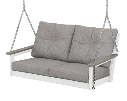 POLYWOOD® Vineyard Deep Seating Swing in White / Driftwood / Grey Mist