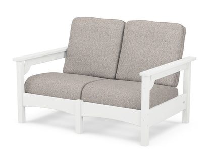 POLYWOOD® Club Loveseat in White / Weathered Tweed