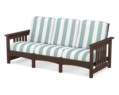 POLYWOOD® Club Mission Sofa in Mahogany / Cabana Stripe Glacier Spa