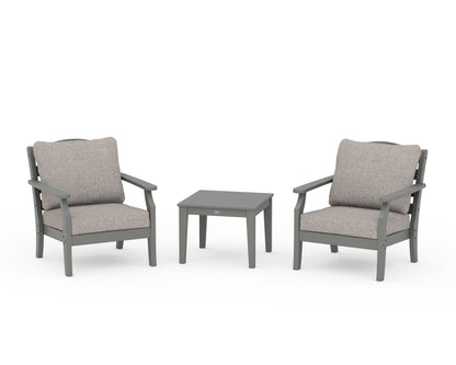 Draper James™ by  POLYWOOD® Savannah 3-Piece Deep Seating Set in Slate Grey / Weathered Tweed