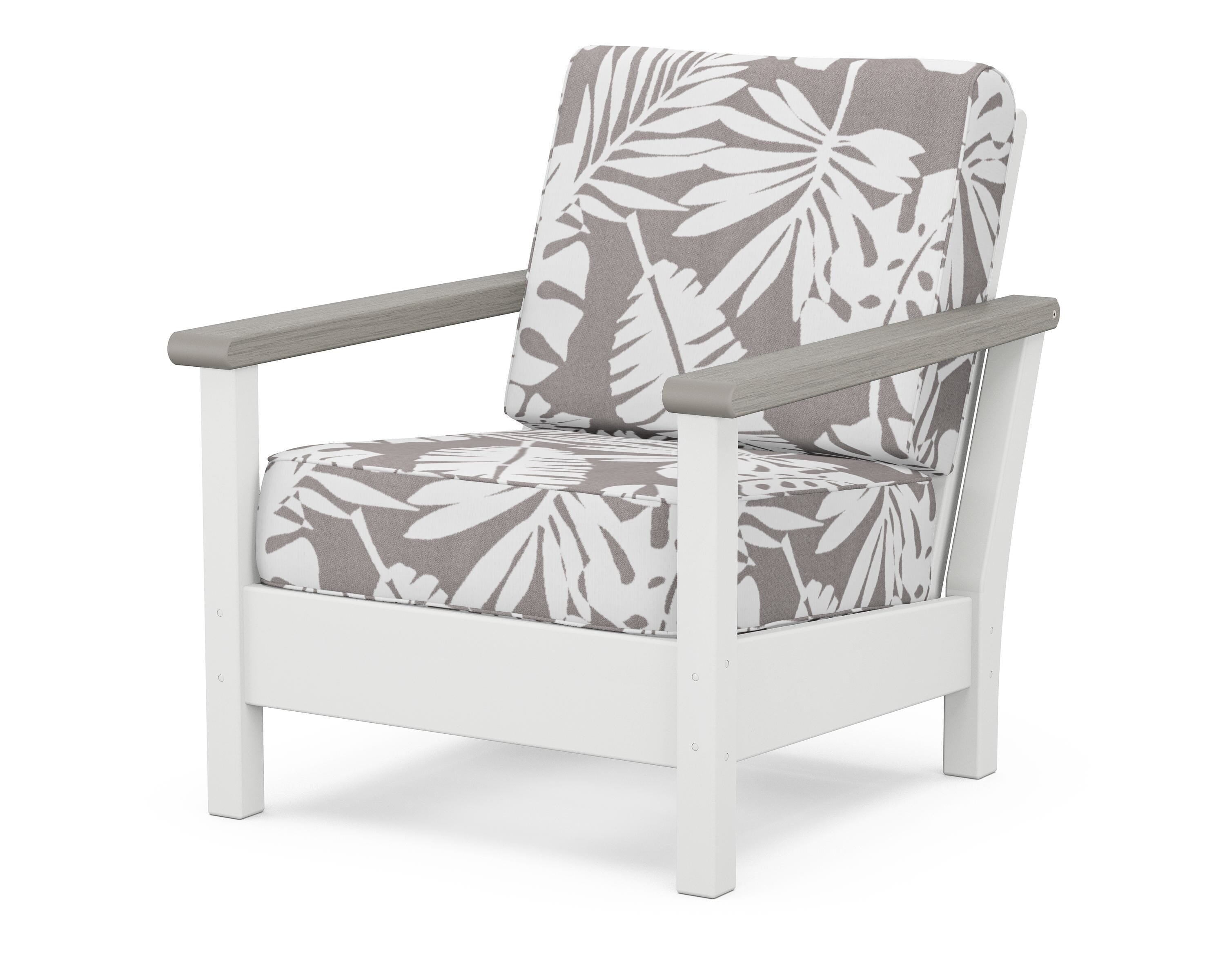 POLYWOOD® Harbour Deep Seating Chair in White / Driftwood / Leaf Grey Mist