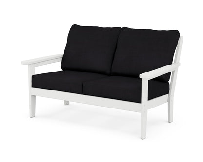Country Living Cottage Deep Seating Loveseat in White / Midnight Linen